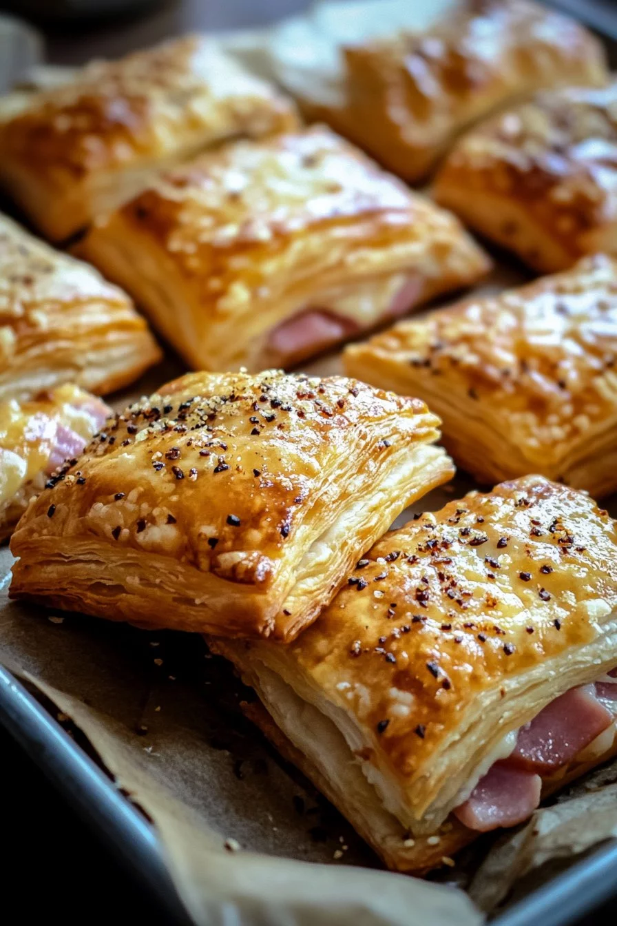 Blätterteigsnack mit Schinken und Käse