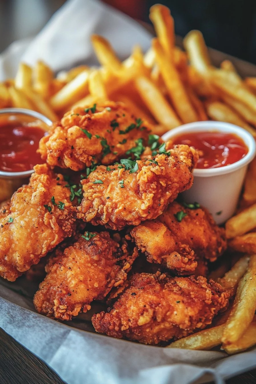 Frittierte Hühnchen-Papas