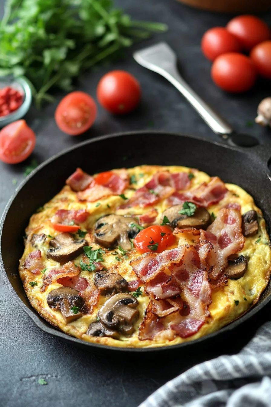 Bacon- und Champignon-Tortilla Keto