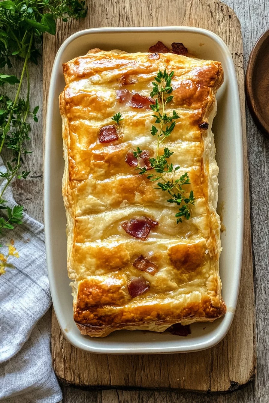 Camembert- und Speckblätterteiggebäck