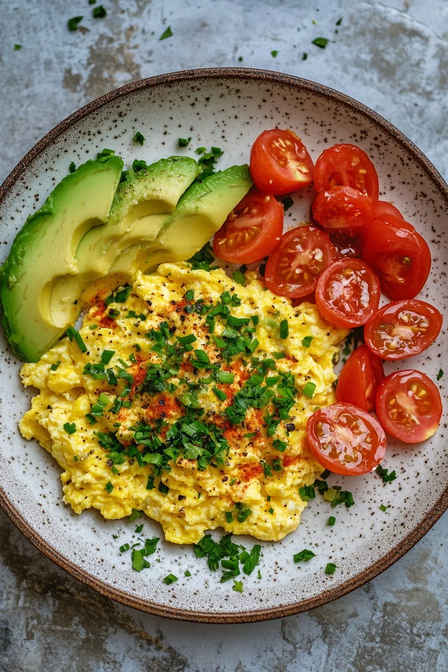 Rühreier mit Avocado und Tomate