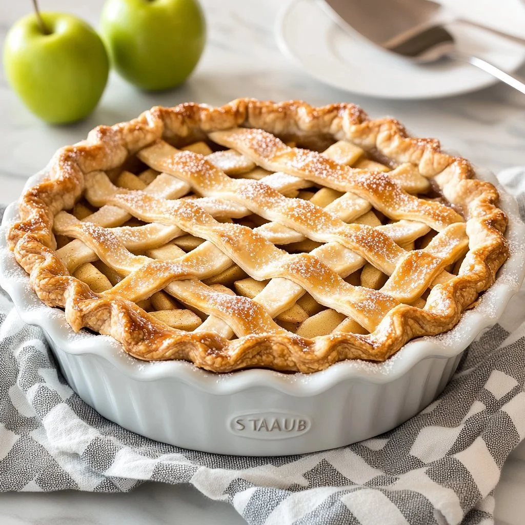 Traditioneller Apfelkuchen mit frischen Äpfeln und Zimt