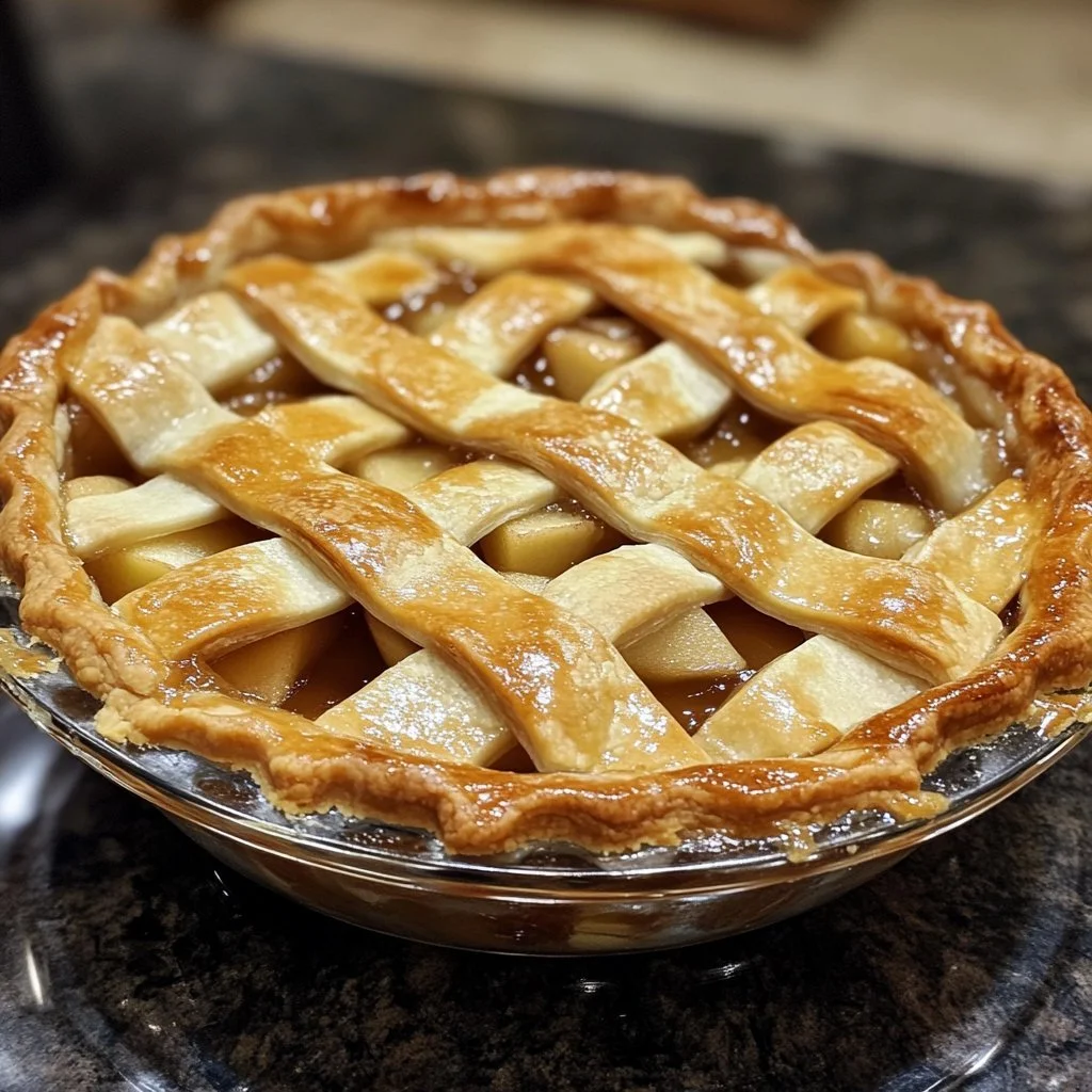 Frischer Apfelkuchen mit Zimt und Äpfeln auf einem Tisch serviert.