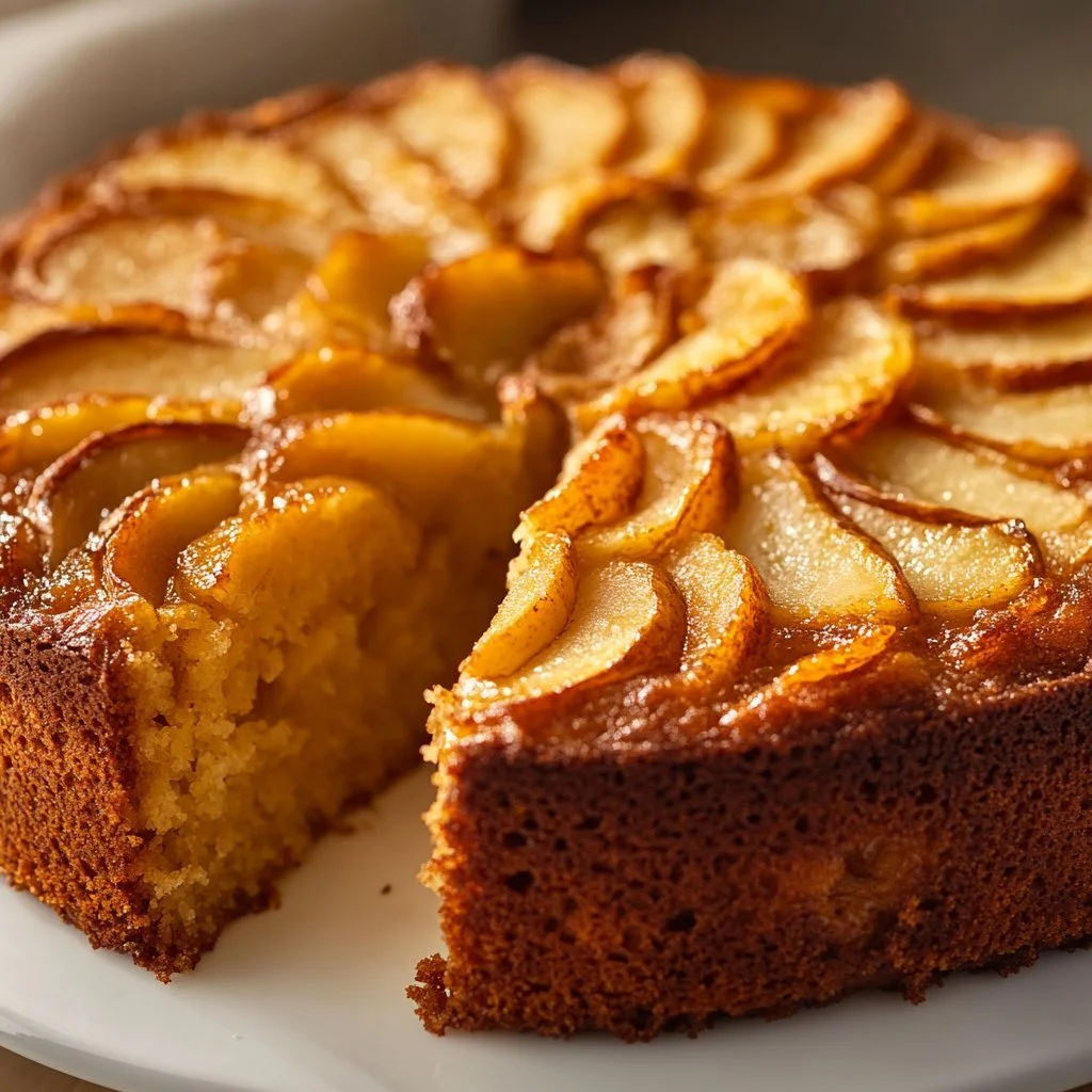 Frisch gebackener Apfelkuchen mit Äpfeln und Zimt in einer klassischen Kuchenform