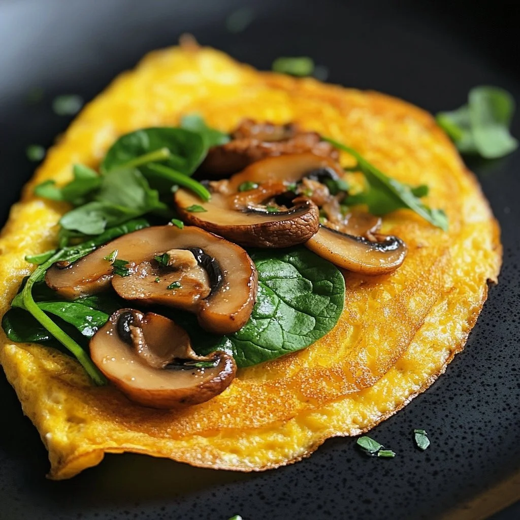 Bacon-Champignon-Tortilla Keto auf einem Teller serviert