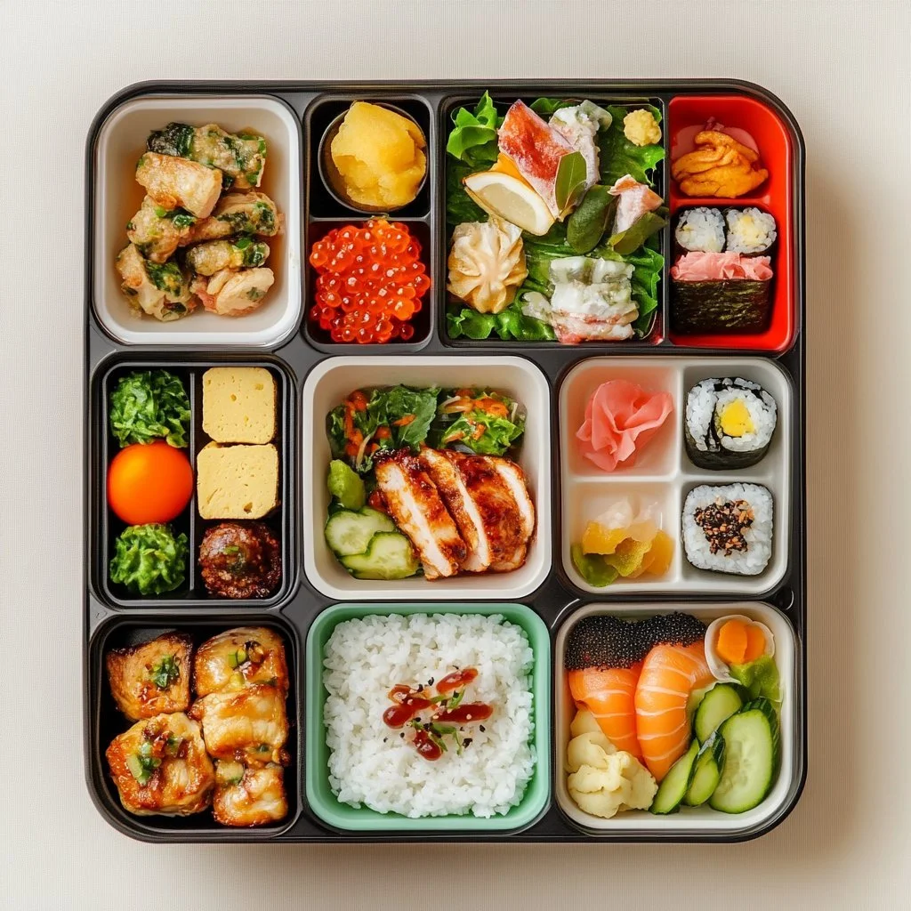 Bento-Box mit abwechslungsreichen, gesunden Zutaten für Mittagessen