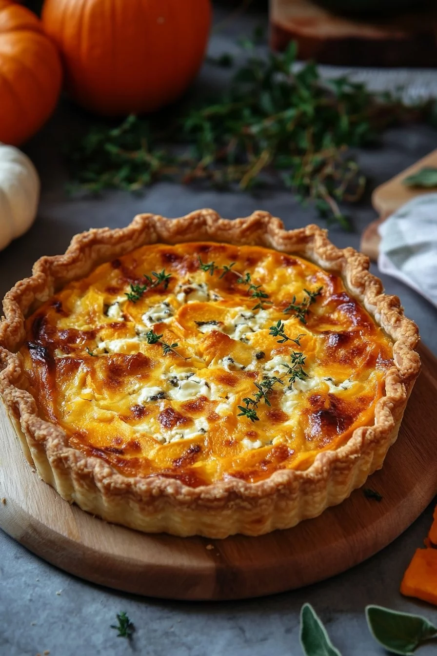 Kürbis- und Gorgonzola-Quiche