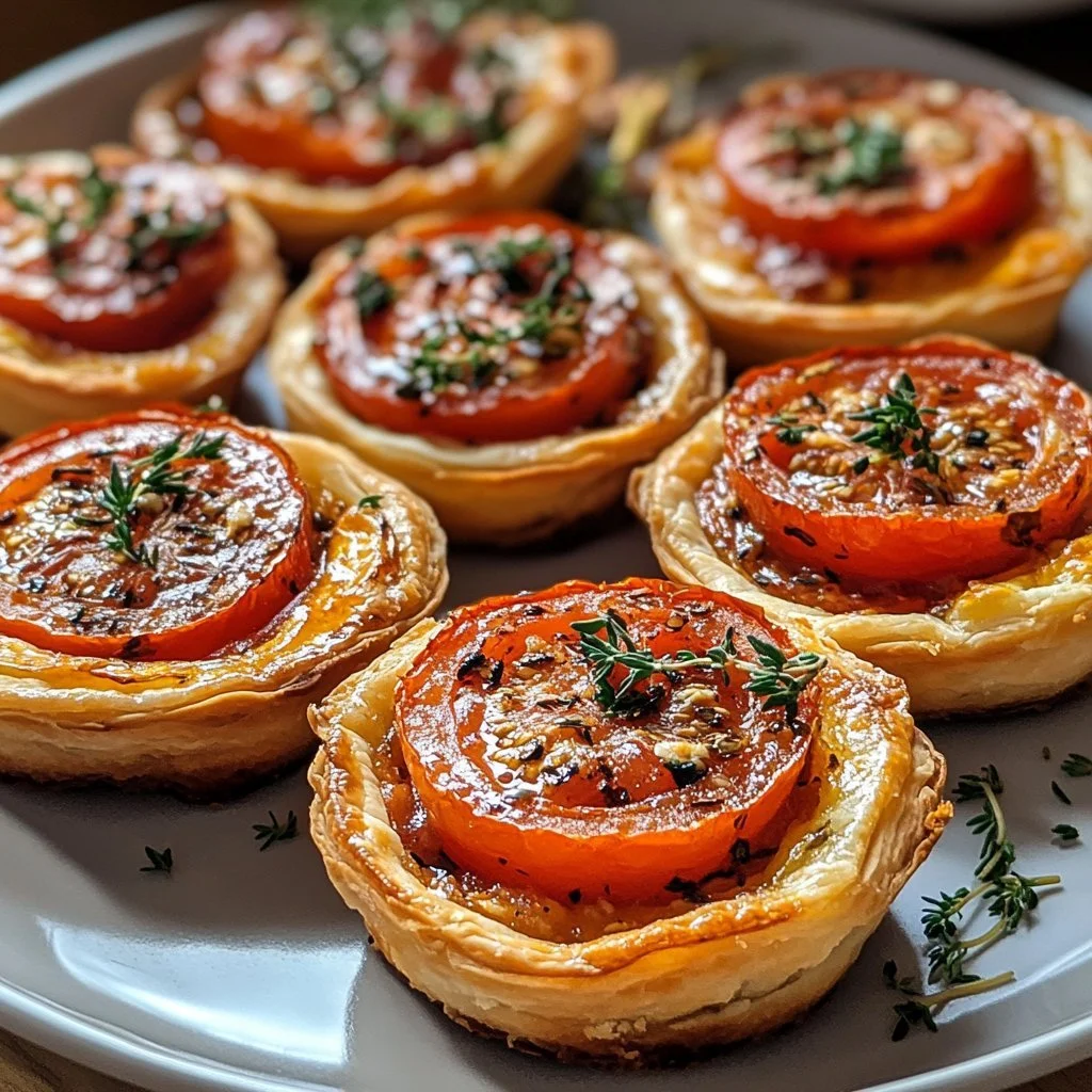 Chorizo Tarteletts mit Tomaten und Ziegenkäse auf einem Teller