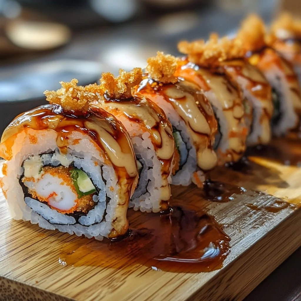 Ein einfaches und schnelles Sushi-Rezept auf einem Teller.