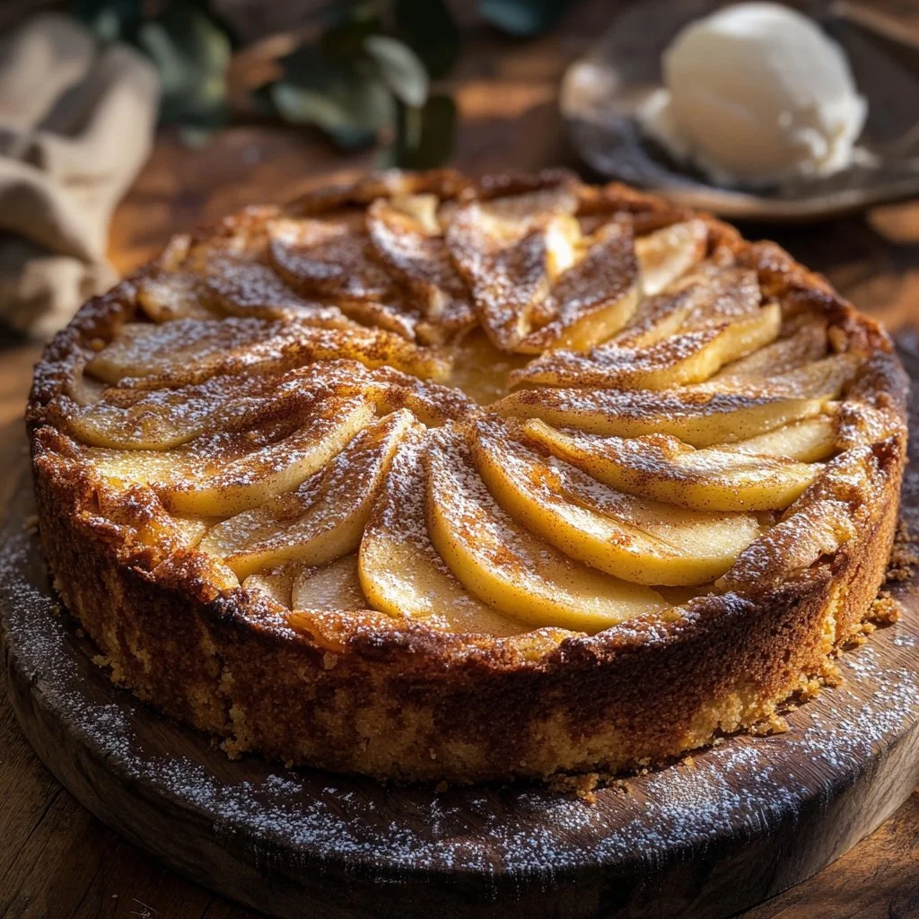 Ein Stück klassischer Kuchen auf einem Teller mit frischen Früchten
