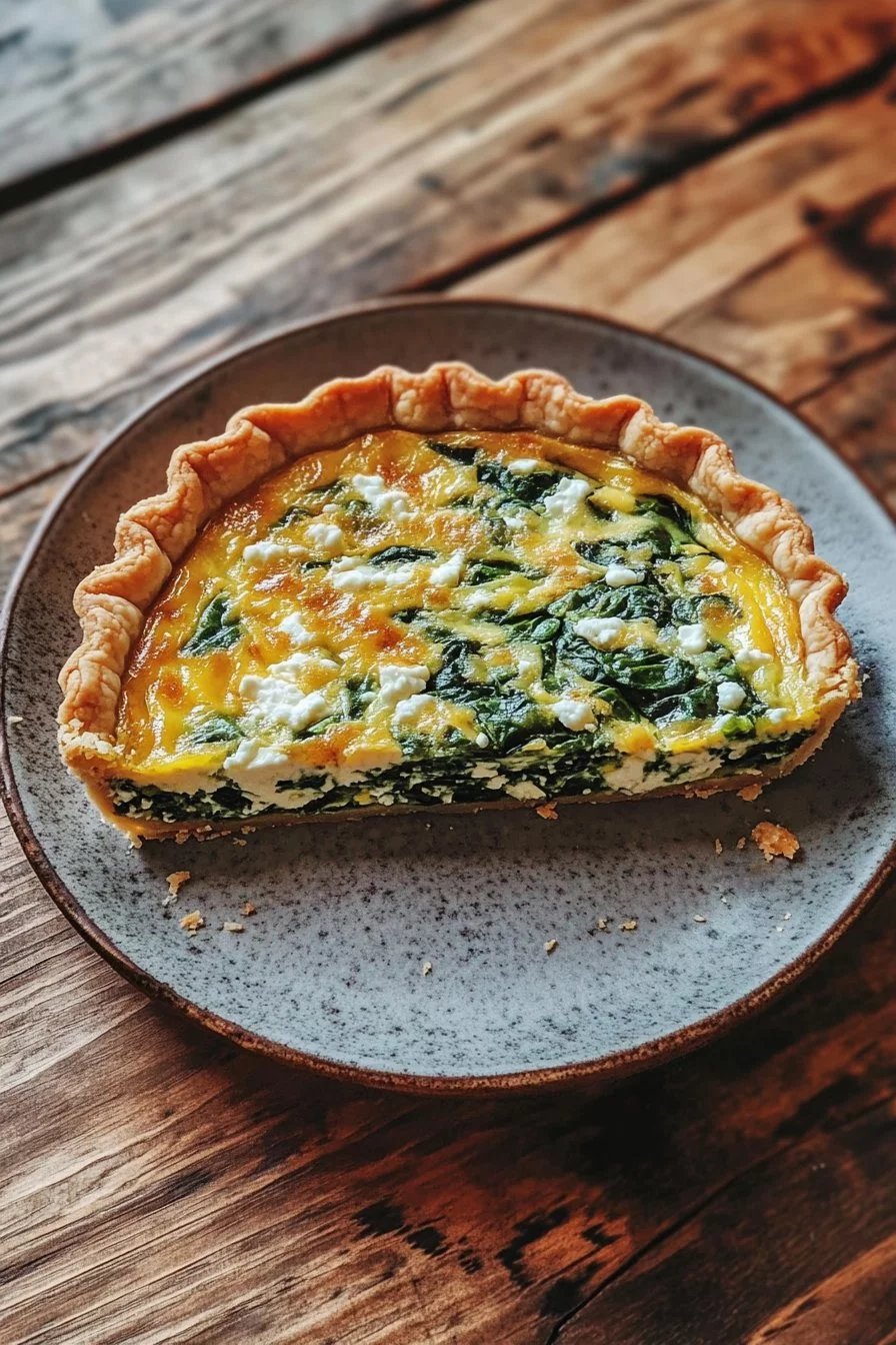 Schmackhafte Quiche mit Spinat und Feta