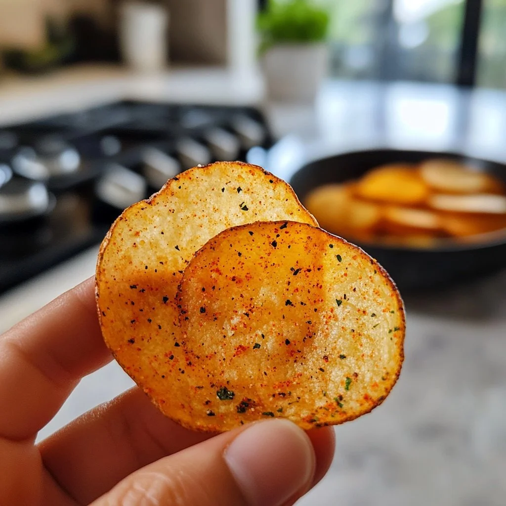 Tüte mit scharfen Chips in appetitlichem Design