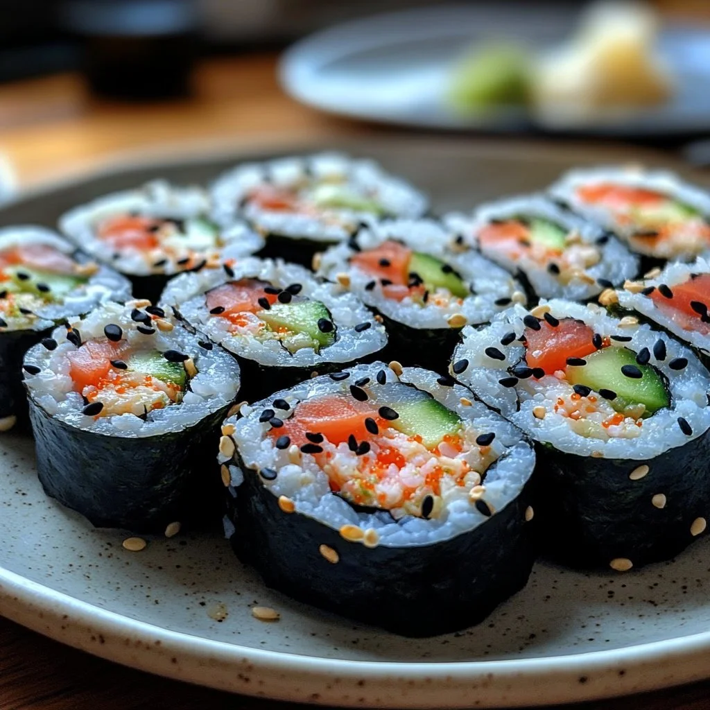 Leckere Sushi Kani Rollen mit frischen Zutaten und ansprechender Präsentation