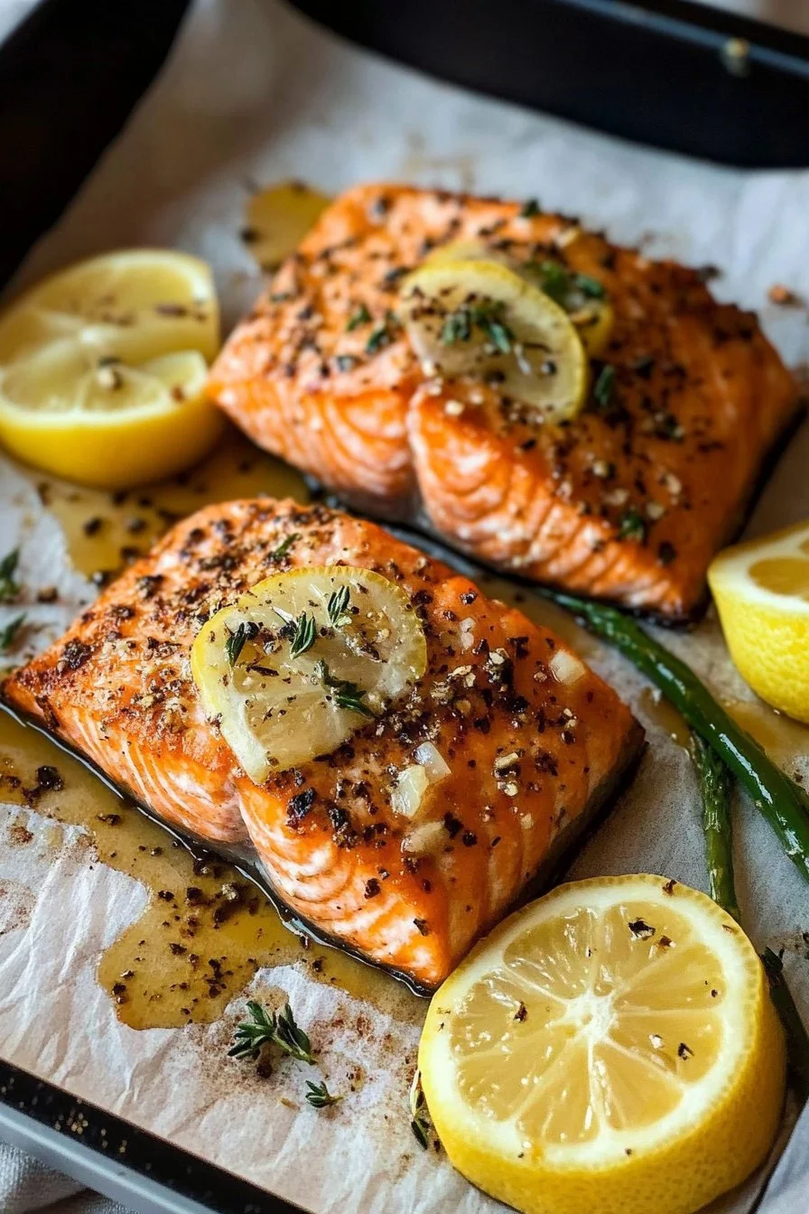 Ofenlachs mit Knoblauch-Zitronenbutter