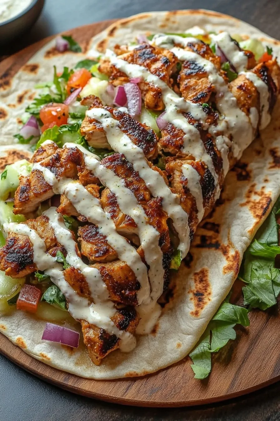 Hähnchen-Shawarma mit cremiger Knoblauchsauce