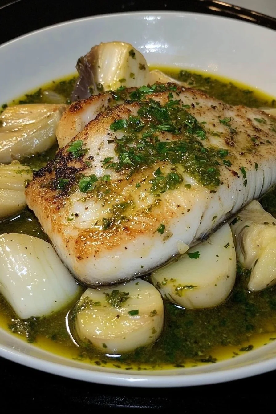 Seehecht in grüner Sauce