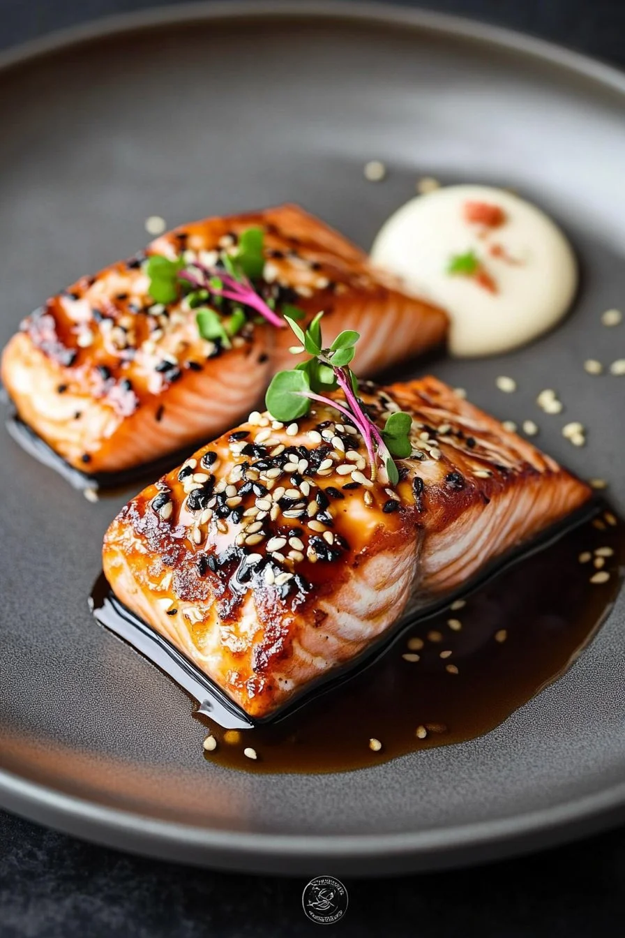 Süßlacks mit Sake und Sesamkörnern