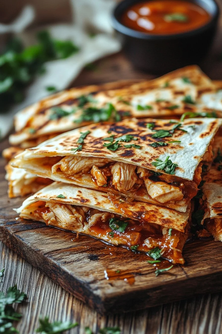 Scharfe BBQ-Hühnchen-Quesadillas