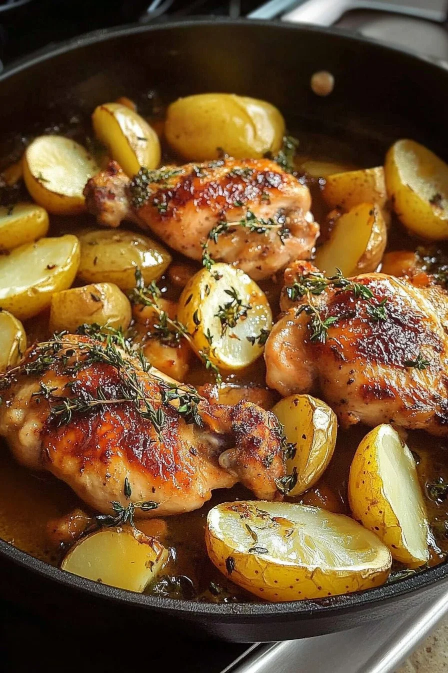 Hühnchen mit Kartoffeln in griechischer Zitrone
