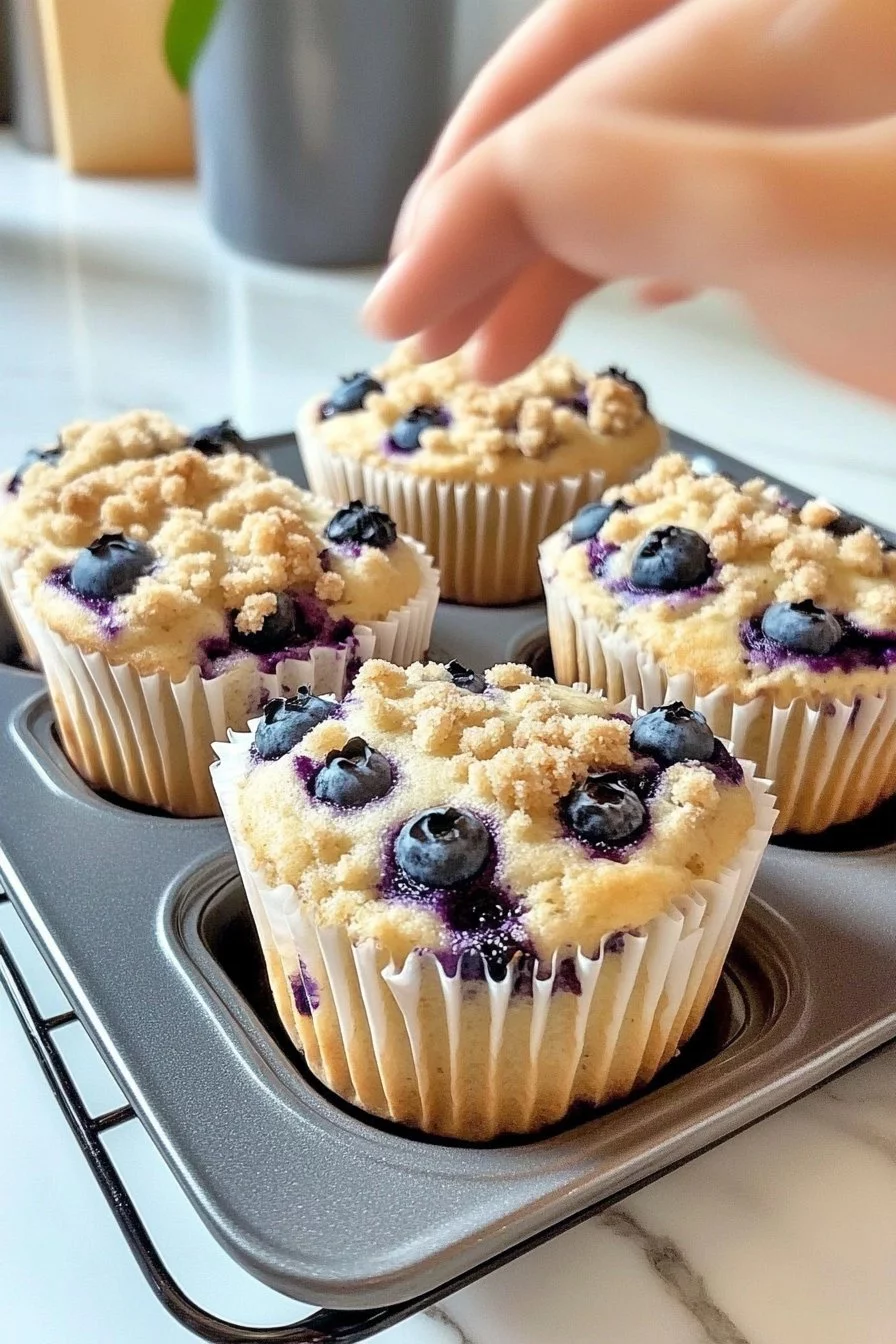 Klassische Blaubeermuffins mit Streuseltopping