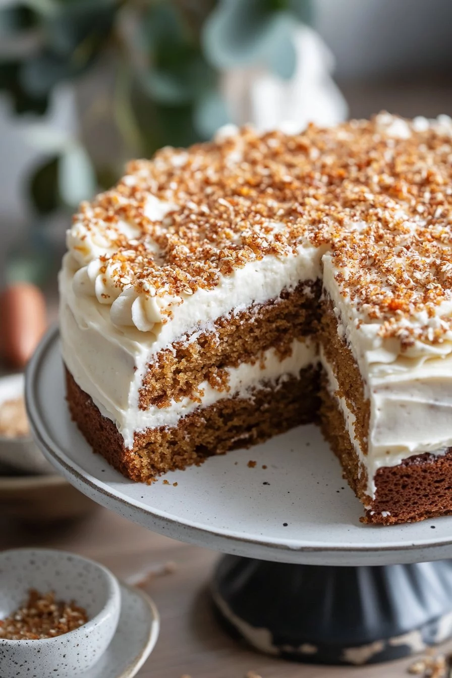 Karottenkuchen ohne Mehl und mit Haferflocken