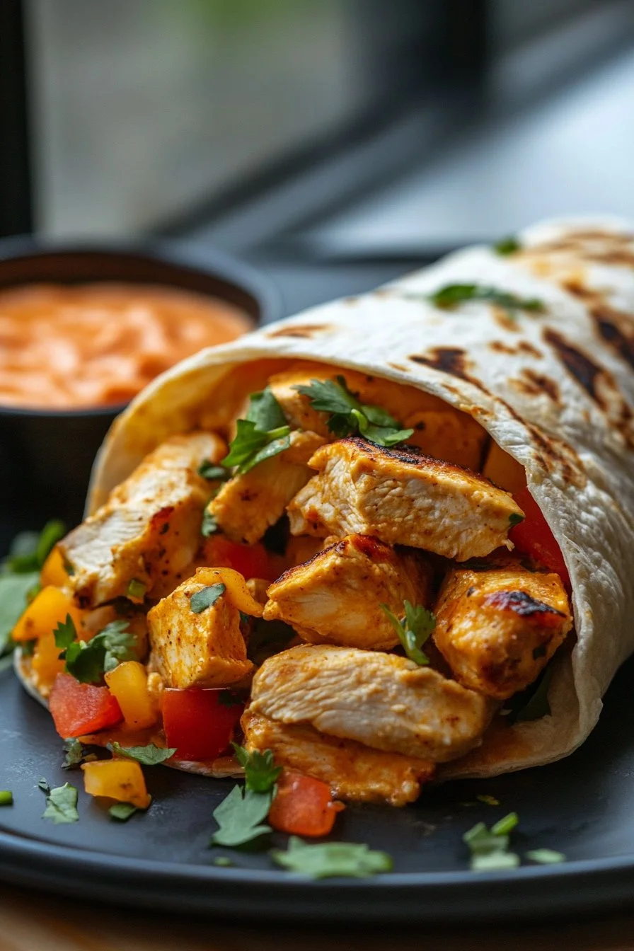 Gegrillter Hähnchenburrito mit Chipotle-Ranch-Dressing