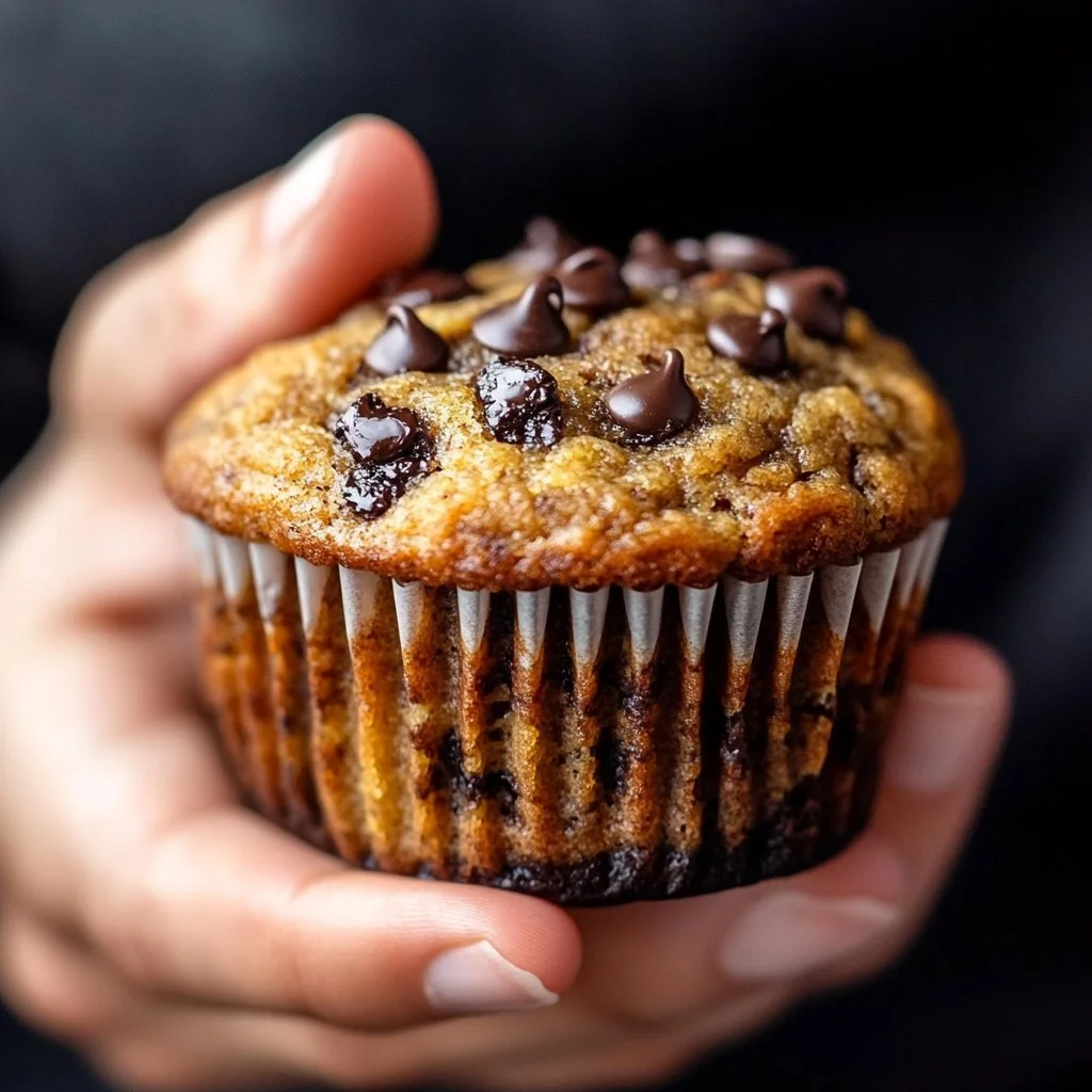 Bananen-Schokoladen-Muffins auf einem Teller, perfekt gebacken und dekoriert.