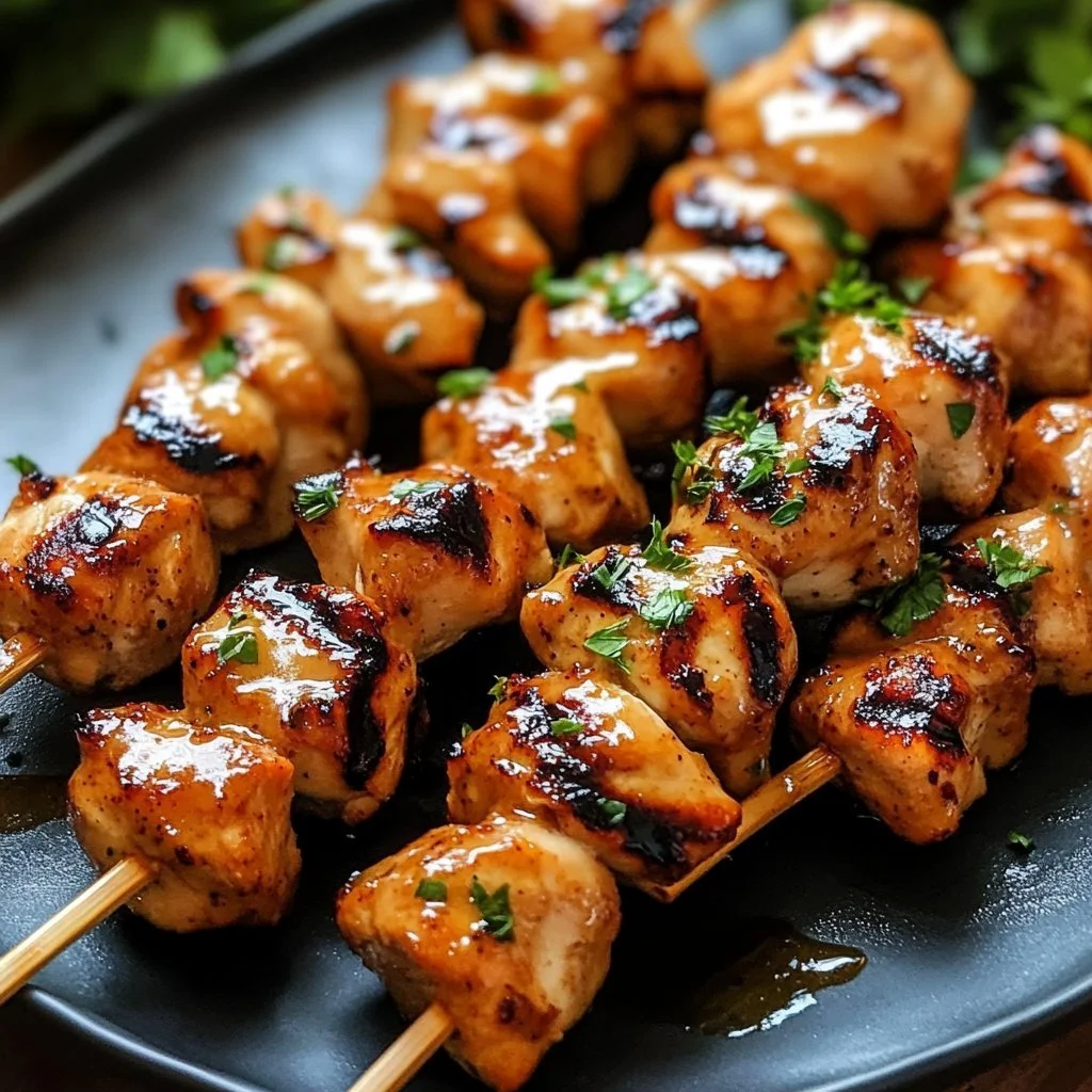 Bang Bang Hähnchen-Spieße auf dem Grill mit würziger Sauce