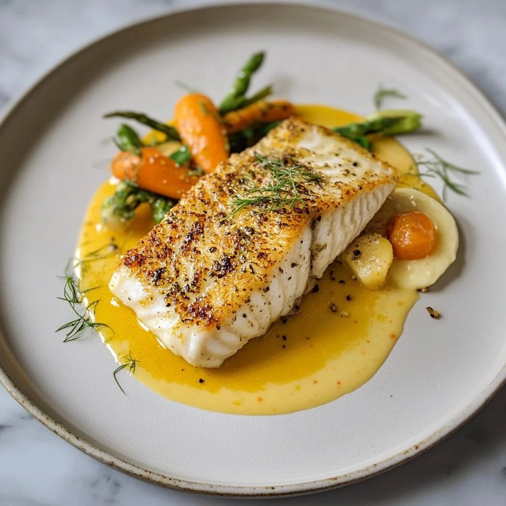 Basa-Fisch mit knuspriger Parmesan-Kruste auf einem Teller