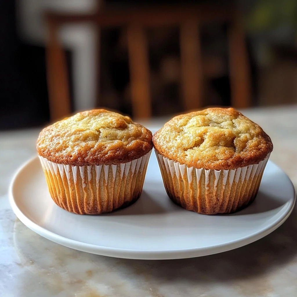 Frisch gebackene Bananenmuffins auf einem Holzbrett