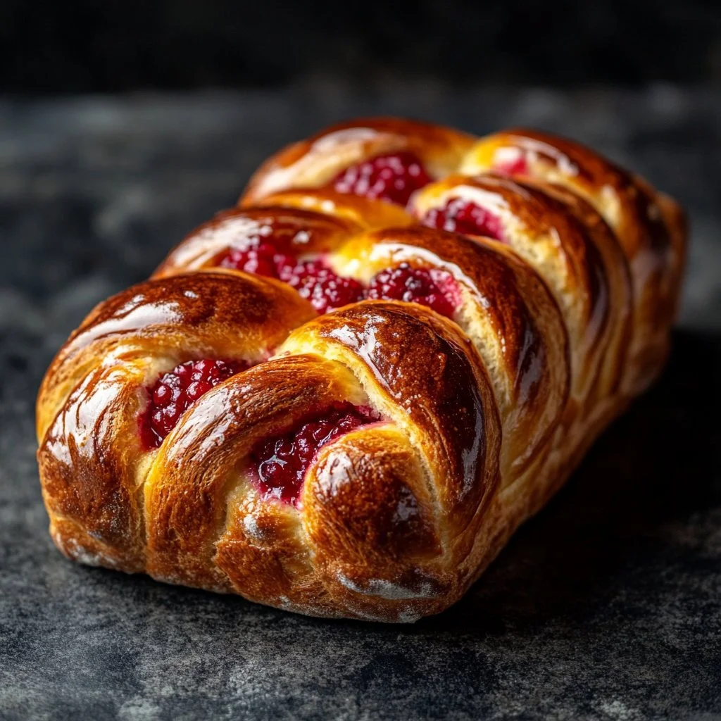 Himmlisches Briochebrot mit Himbeerwirbeln, frisch gebacken und verführerisch