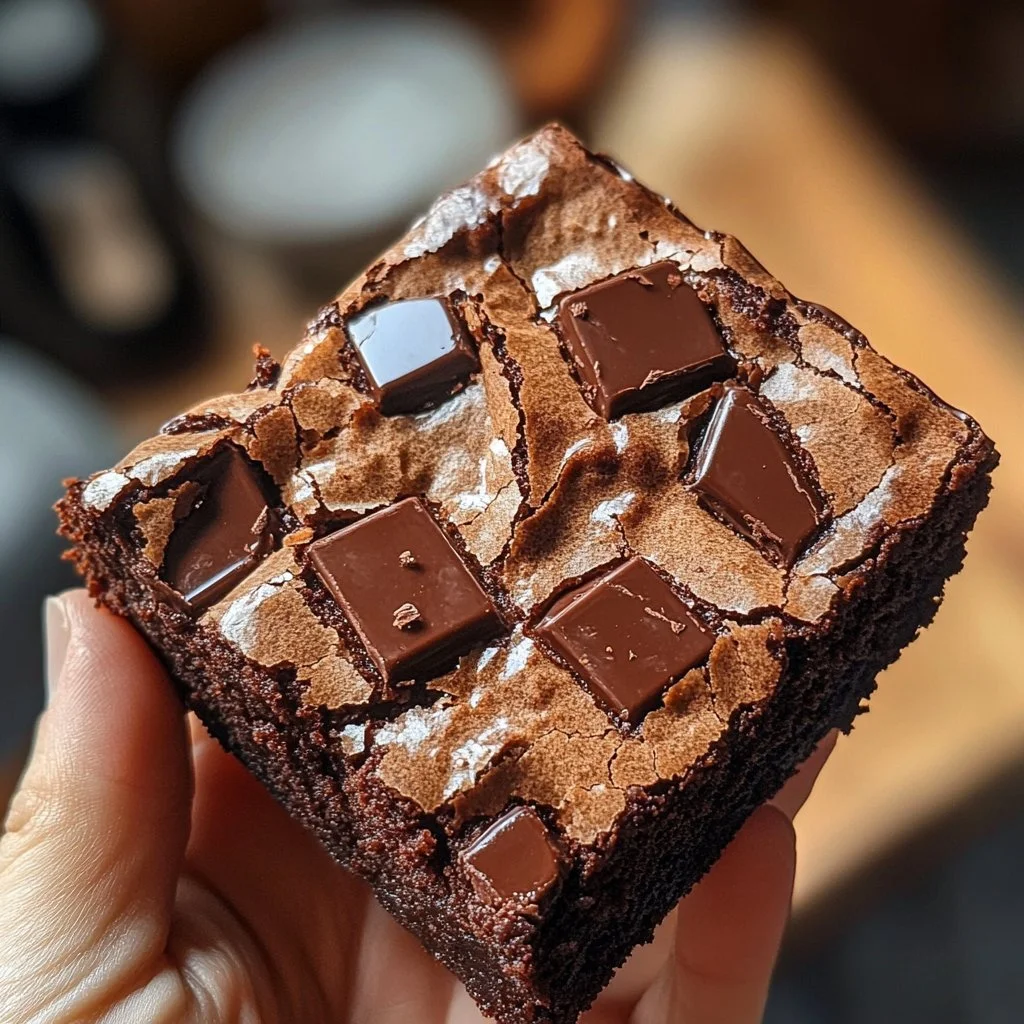 Leckere, schokoladige Brownies auf einem Teller serviert.