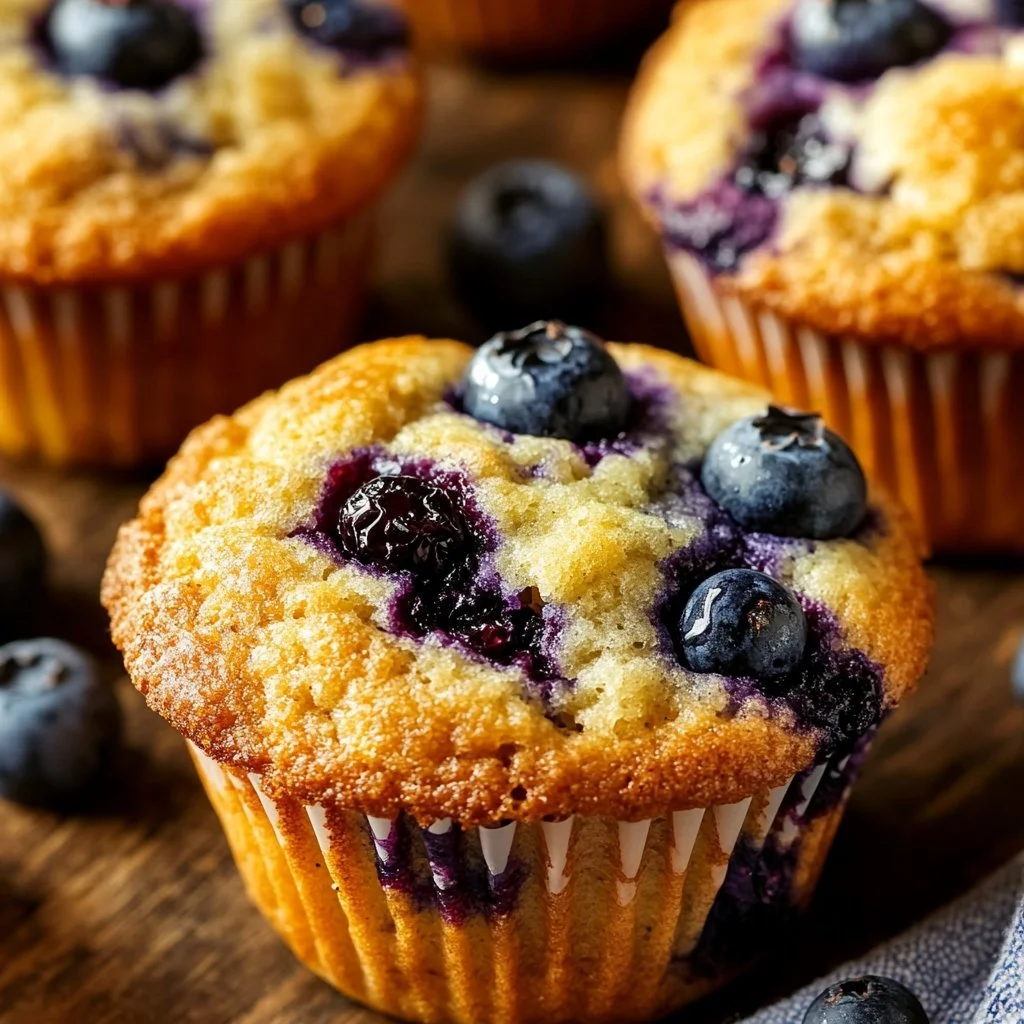 Saftige Blaubeermuffins frisch gebacken mit saftigen Blaubeeren