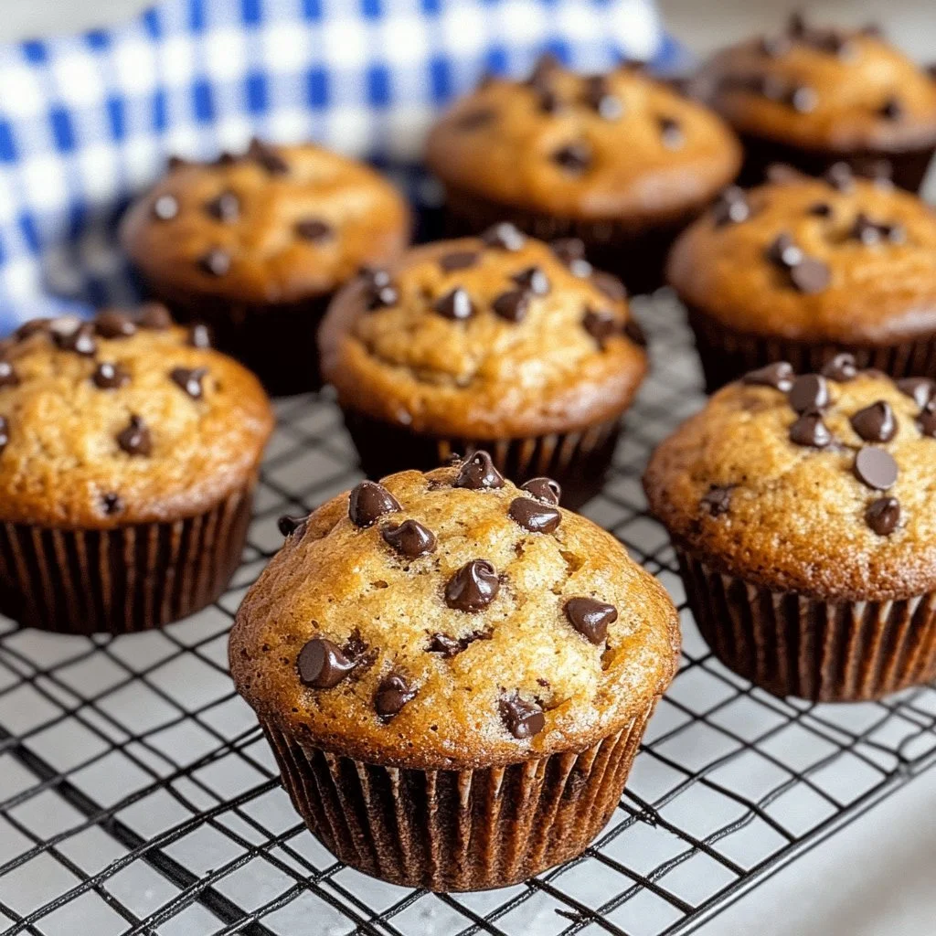 Feuchte Bananen-Muffins frisch gebacken auf einem Küchentisch