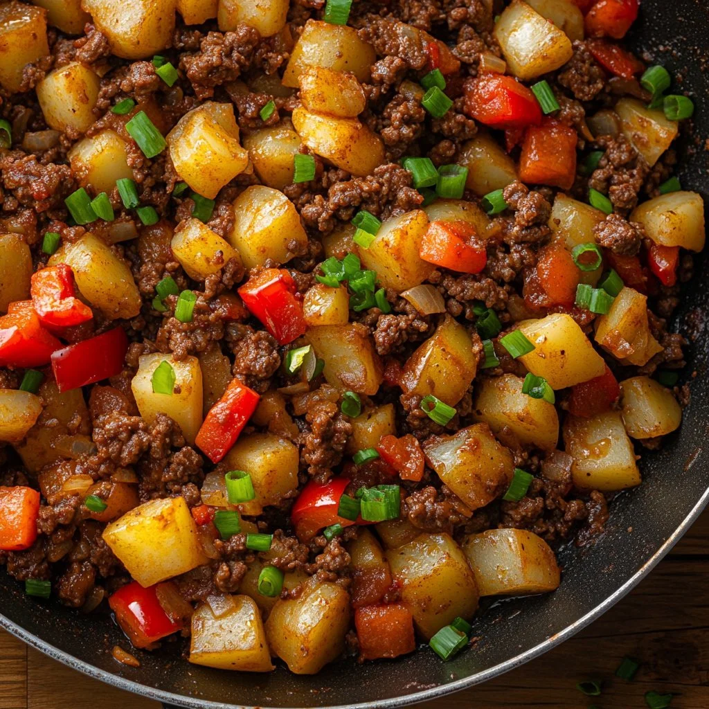 Leckeres Gericht aus Fleisch und Kartoffeln einfach zubereitet