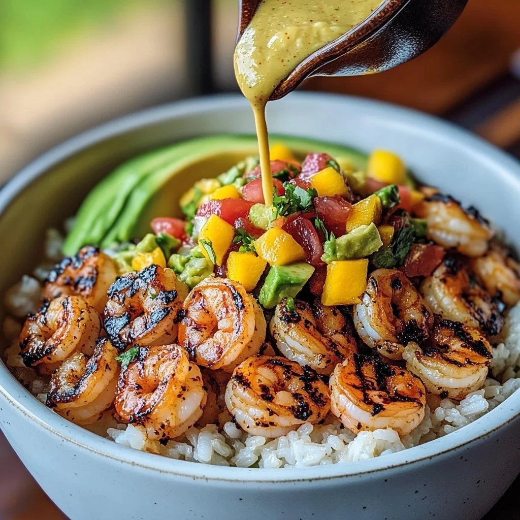 Garnelenschalen gefüllt mit Avocado und serviert mit Mangosauce und Limetten-Chilisauce