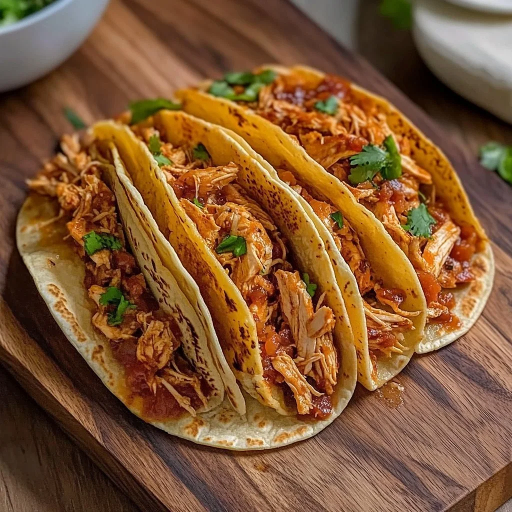 Hähnchen-Tacos mit frischem Gemüse und Salsa auf einem Teller