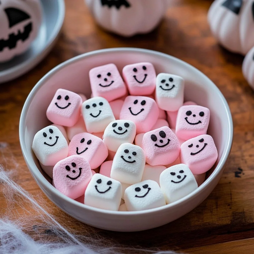 Farbenfrohe Halloween Marshmallows mit Skeletten für festliche Leckereien
