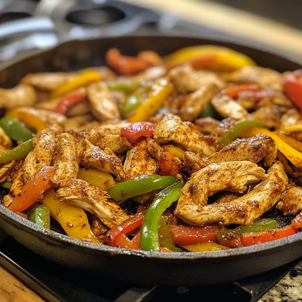 Leckere Hühnchen-Fajitas mit frischem Gemüse und Gewürzen