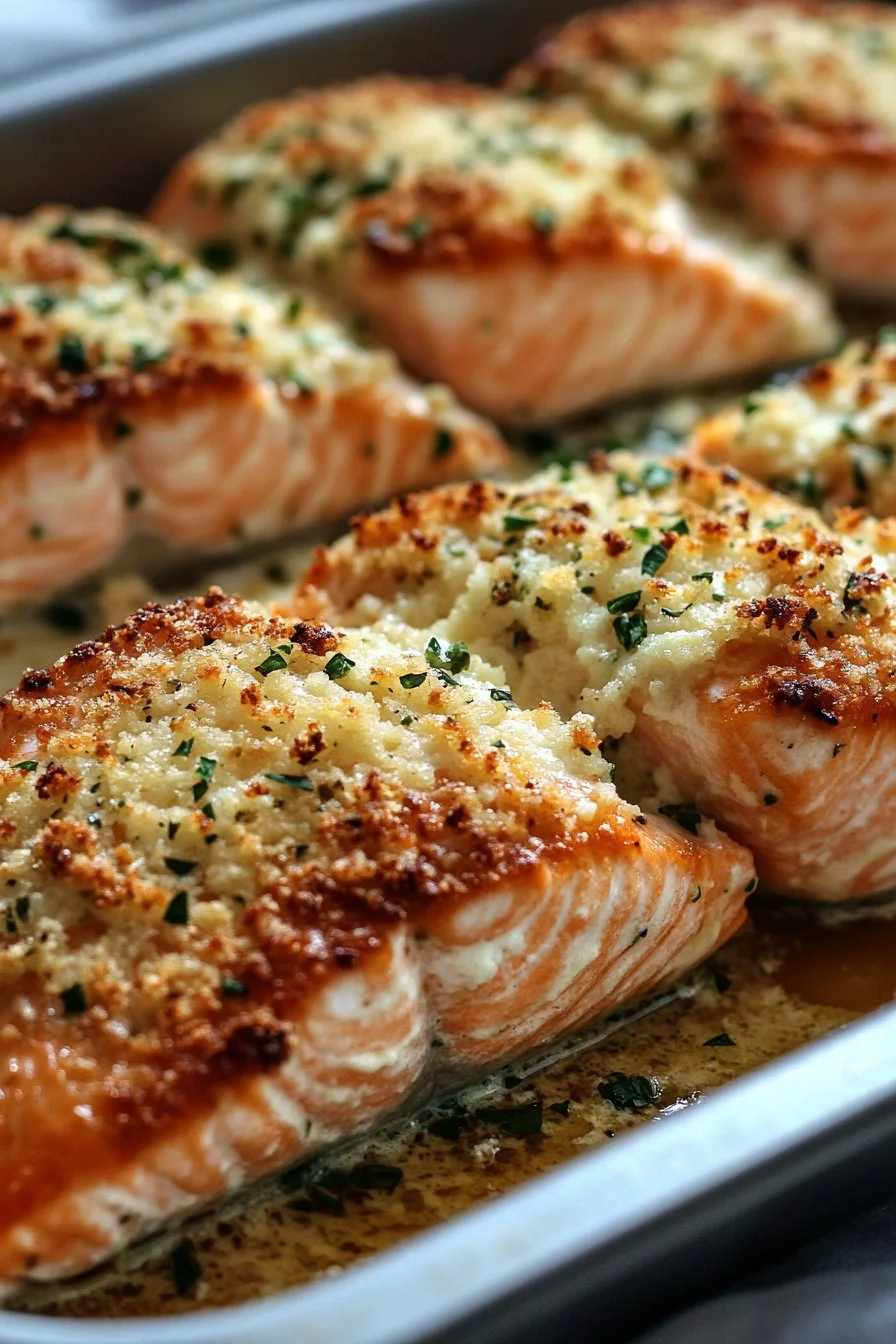 Im Ofen gebackener Lachs mit Parmesankruste