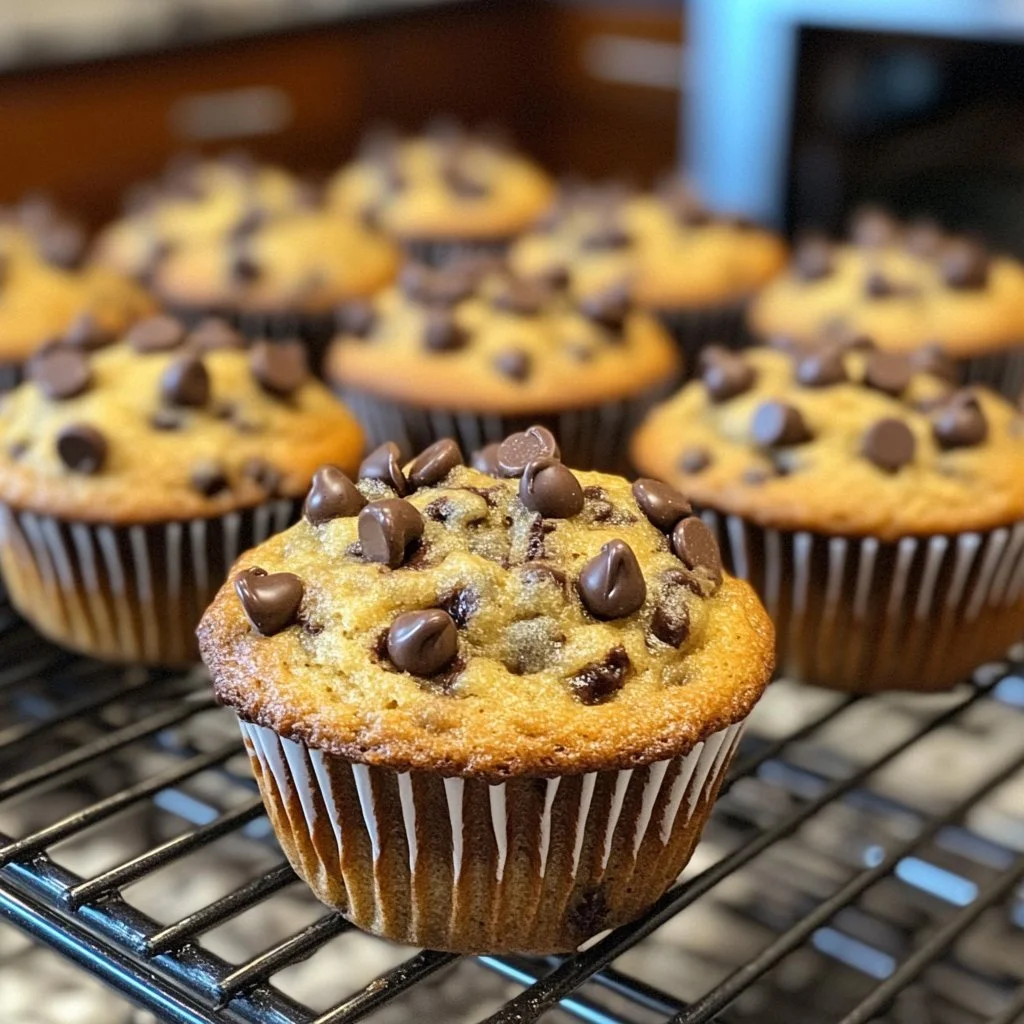 Köstliche Bananen-Muffins mit Schokoladenstückchen auf einem Teller