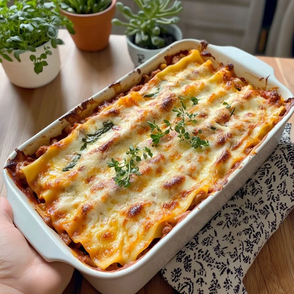 Vielschichtiger Käse- und Wurstauflauf frisch aus dem Ofen
