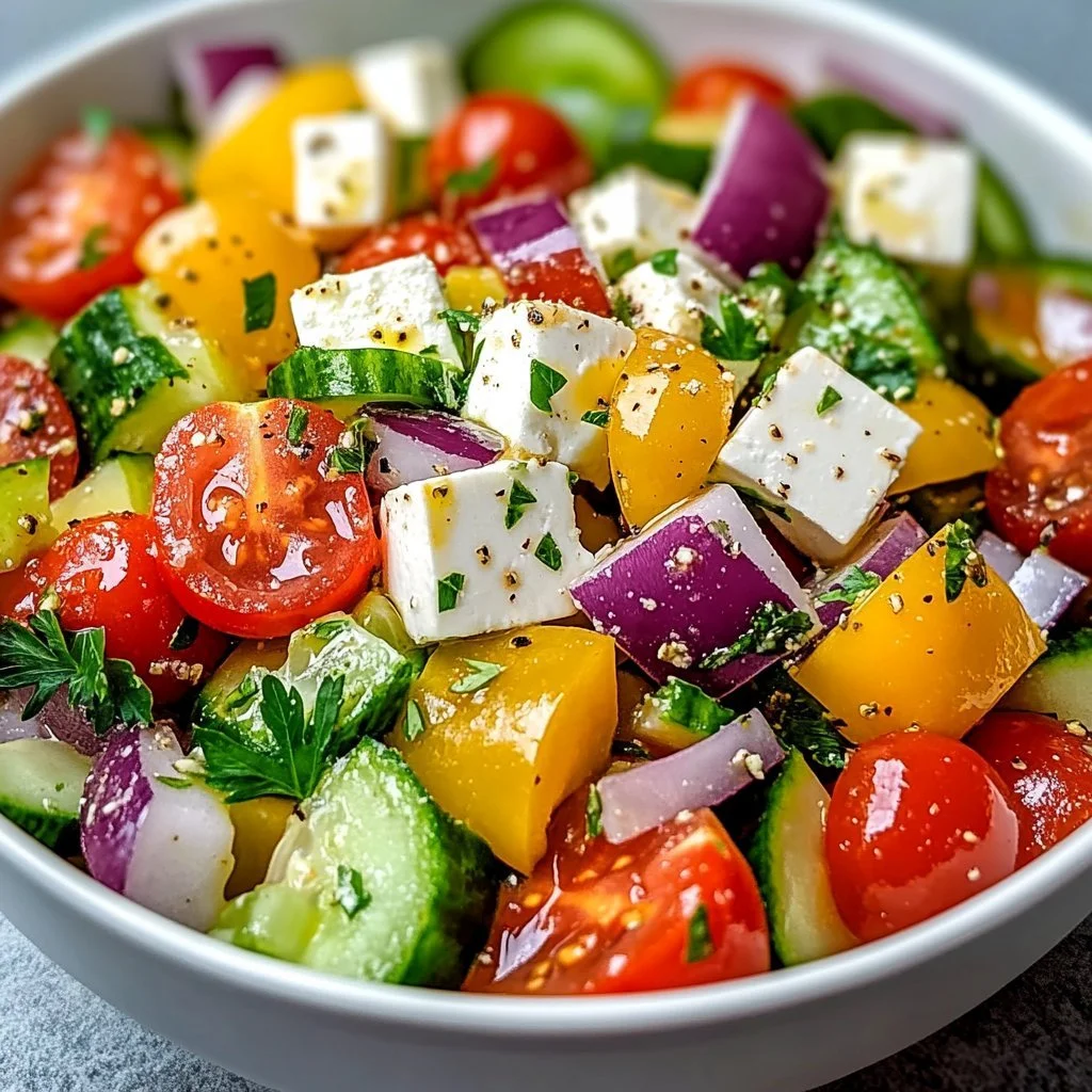 Klassischer Griechischer Salat mit Tomaten, Gurken, Feta und Oliven