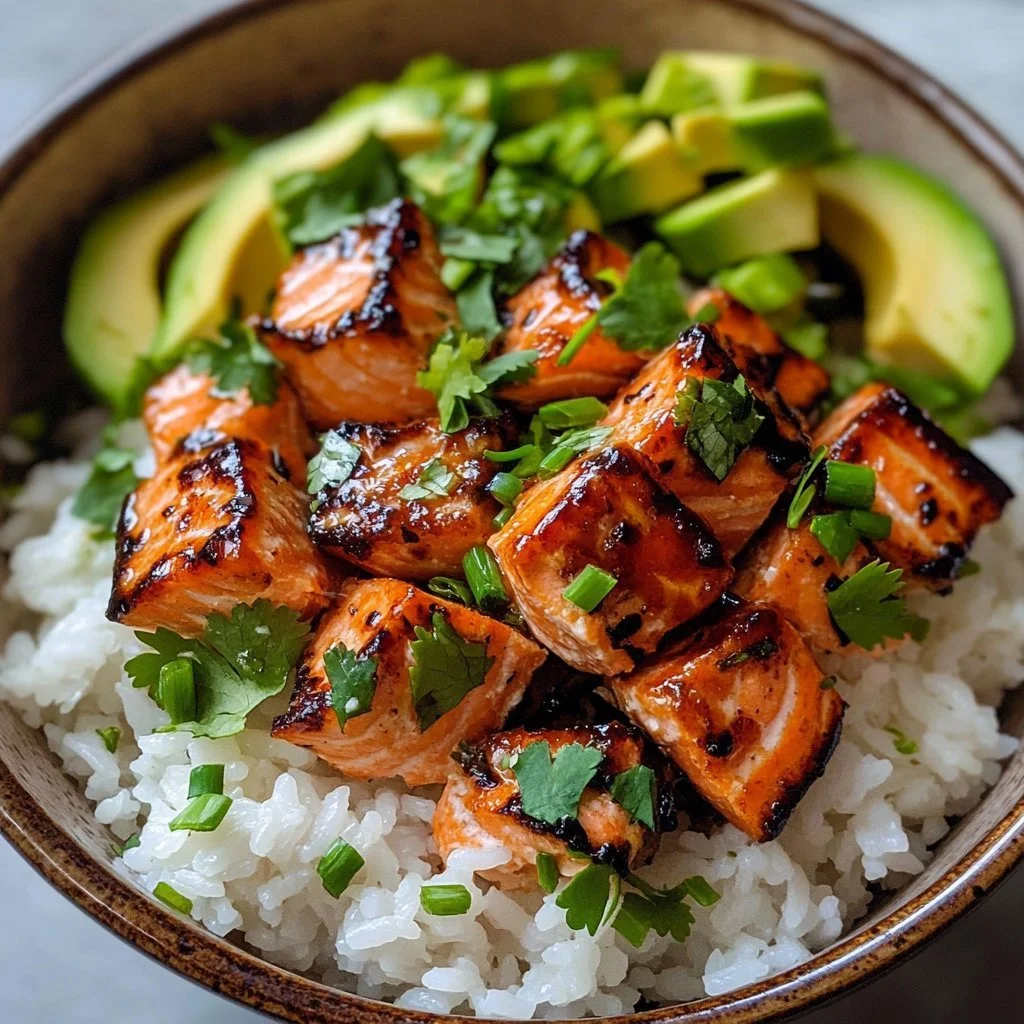 Knusprige Lachsschüssel mit frischem Lachs und buntem Gemüse