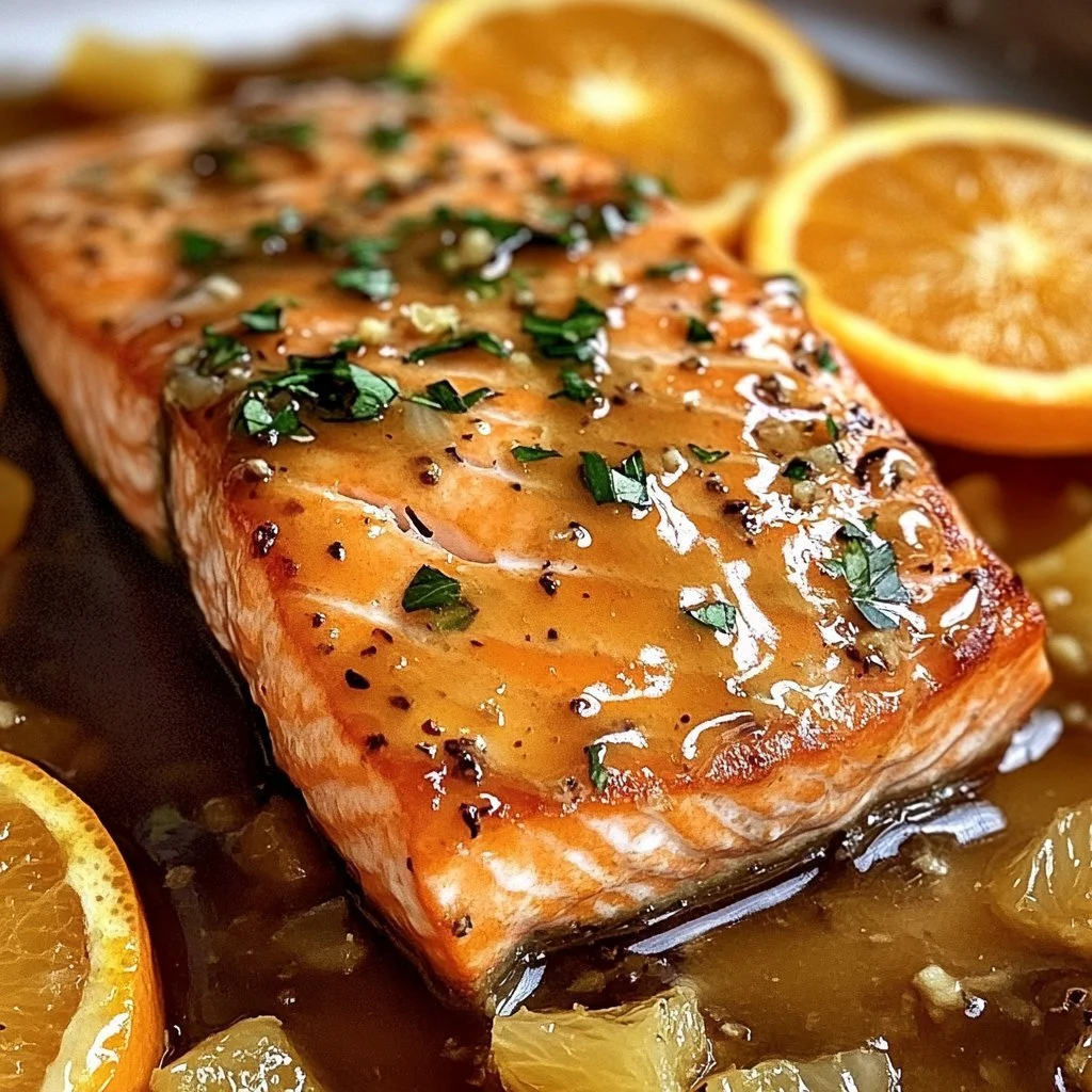 Lachs im Ofen mit Honig-Senf-Glasur auf einem weißen Teller ansprechend angerichtet