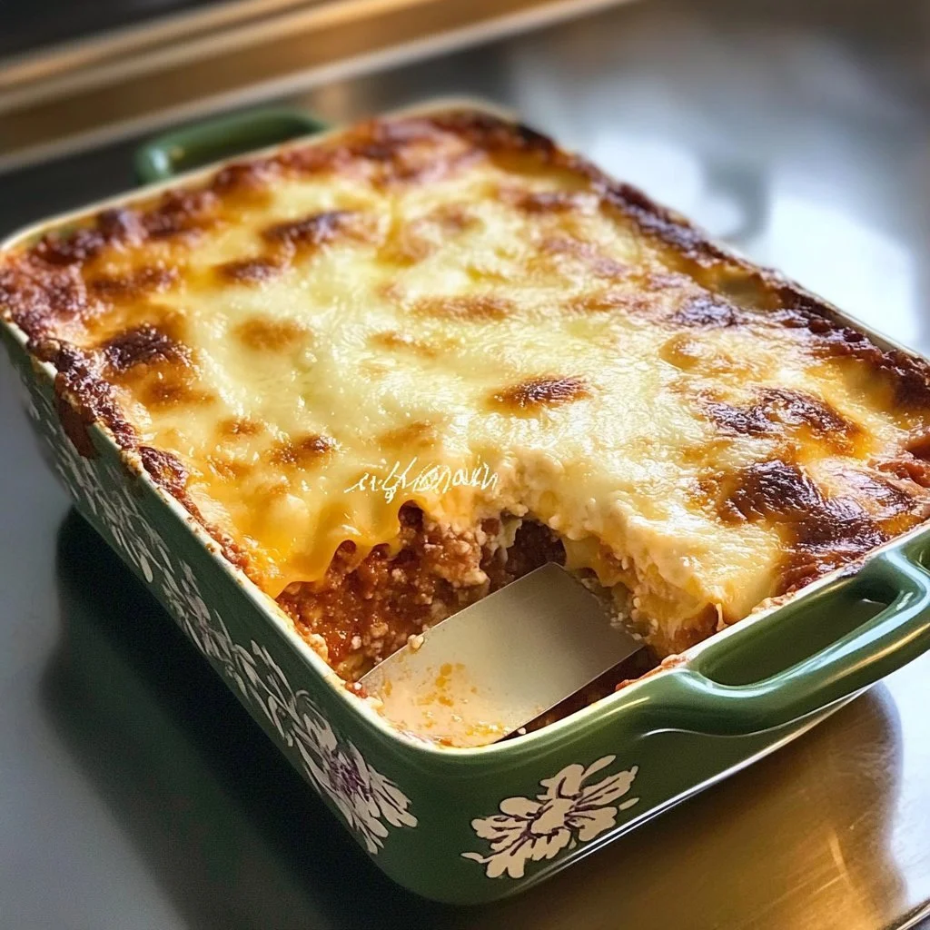 Hausgemachte Lasagne Bolognese mit Tomatensauce und Käse