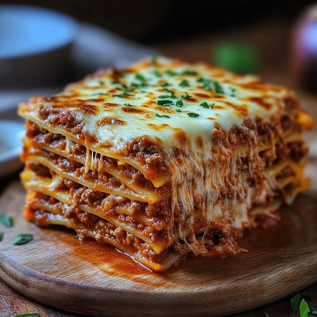 Leckere Lasagne für eine Million Dollar auf einem Teller, bereit zum Servieren