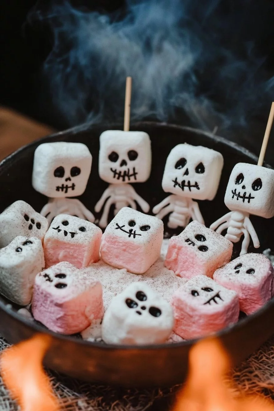 Halloween-Marshmallows mit Skeletten