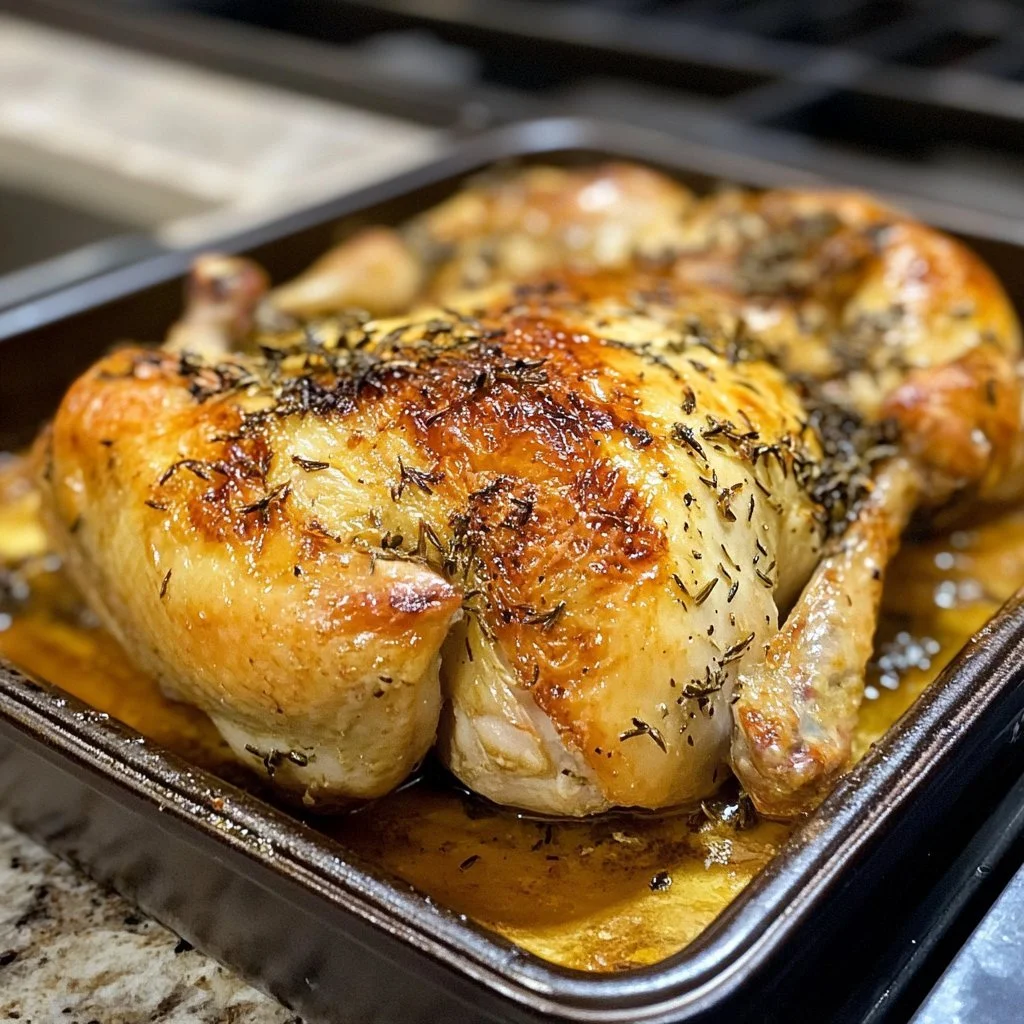 Leckeres Ofen-Hühnchen mit knuspriger Haut im Ofen zubereitet