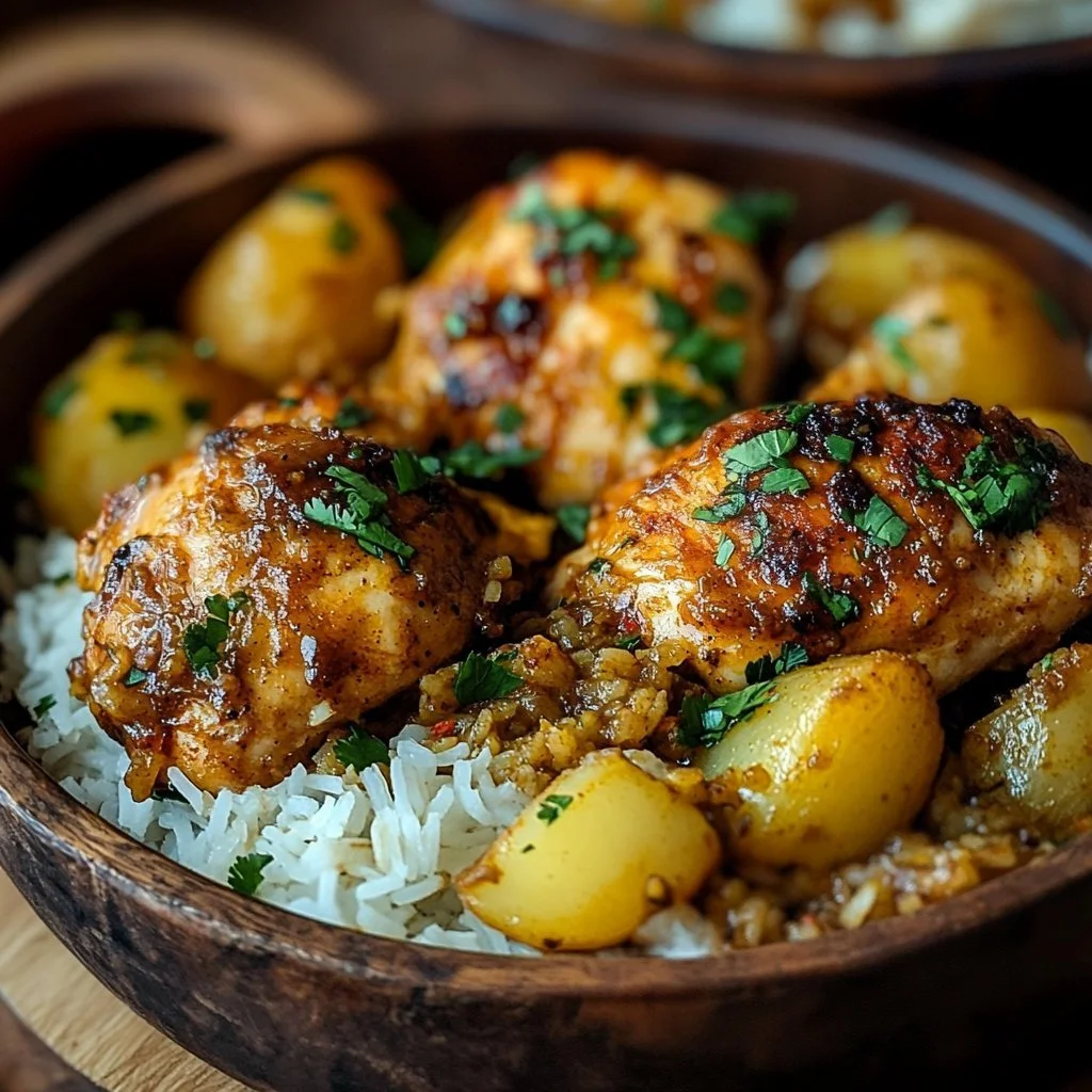 Leckeres Persisches Hähnchen mit Gewürzen und frischen Zutaten zubereitet